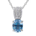 Cambodian Blue Zircon and Moissanite Pendant Necklace 18 Inches in Platinum Over Sterling Silver 3.40 ctw - Sticky add to cart bar