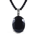 Natural Thai Black Spinel Pendant with Beaded Necklace 18 Inches in Platinum Over Sterling Silver 13.50 Grams 200.00 ctw - Sticky add to cart bar