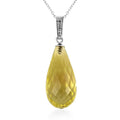 Yellow Quartzite Solitaire Pendant Necklace 18 Inches in Rhodium Over Sterling Silver 13.00 ctw - Sticky add to cart bar