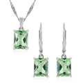 Simulated Green Diamond Earrings and Pendant Necklace 18 Inches in Rhodium Over Sterling Silver 13.35 ctw - Sticky add to cart bar