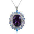AAA Amethyst and Multi Gemstone Pendant Necklace 18 Inches in Platinum Over Sterling Silver 7.5 Grams 24.85 ctw - Sticky add to cart bar