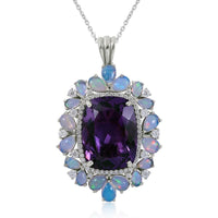 AAA Amethyst and Multi Gemstone Pendant Necklace 18 Inches in Platinum Over Sterling Silver 7.5 Grams 24.85 ctw