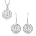 Simulated Diamond Earrings and Pendant Necklace 20-22 Inches in Silvertone 1.20 ctw - Sticky add to cart bar