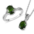 Natural Chrome Diopside Solitaire Ring Size 10 and Pendant Necklace 20 Inches in Platinum Over Sterling Silver 2.40 ctw - Sticky add to cart bar