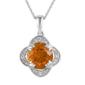 Premium Brazilian Fire Opal and White Zircon Pendant Necklace 20 Inches in Platinum Over Sterling Silver 1.90 ctw - Sticky add to cart bar