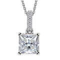 Moissanite (Sqr 7 mm) Pendant Necklace (20 Inches) in Platinum Over Over Sterling Silver 2.00 ctw - Sticky add to cart bar