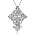 Premium Brazilian Goshenite and Tanzanite Cross Pendant Necklace 20 Inches in Platinum Over Sterling Silver 2.50 ctw - Sticky add to cart bar
