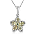 Premium Natural Chrysoberyl and Chrome Diopside Floral Pendant Necklace 20 Inches in Platinum Over Sterling Silver 0.85 ctw - Sticky add to cart bar