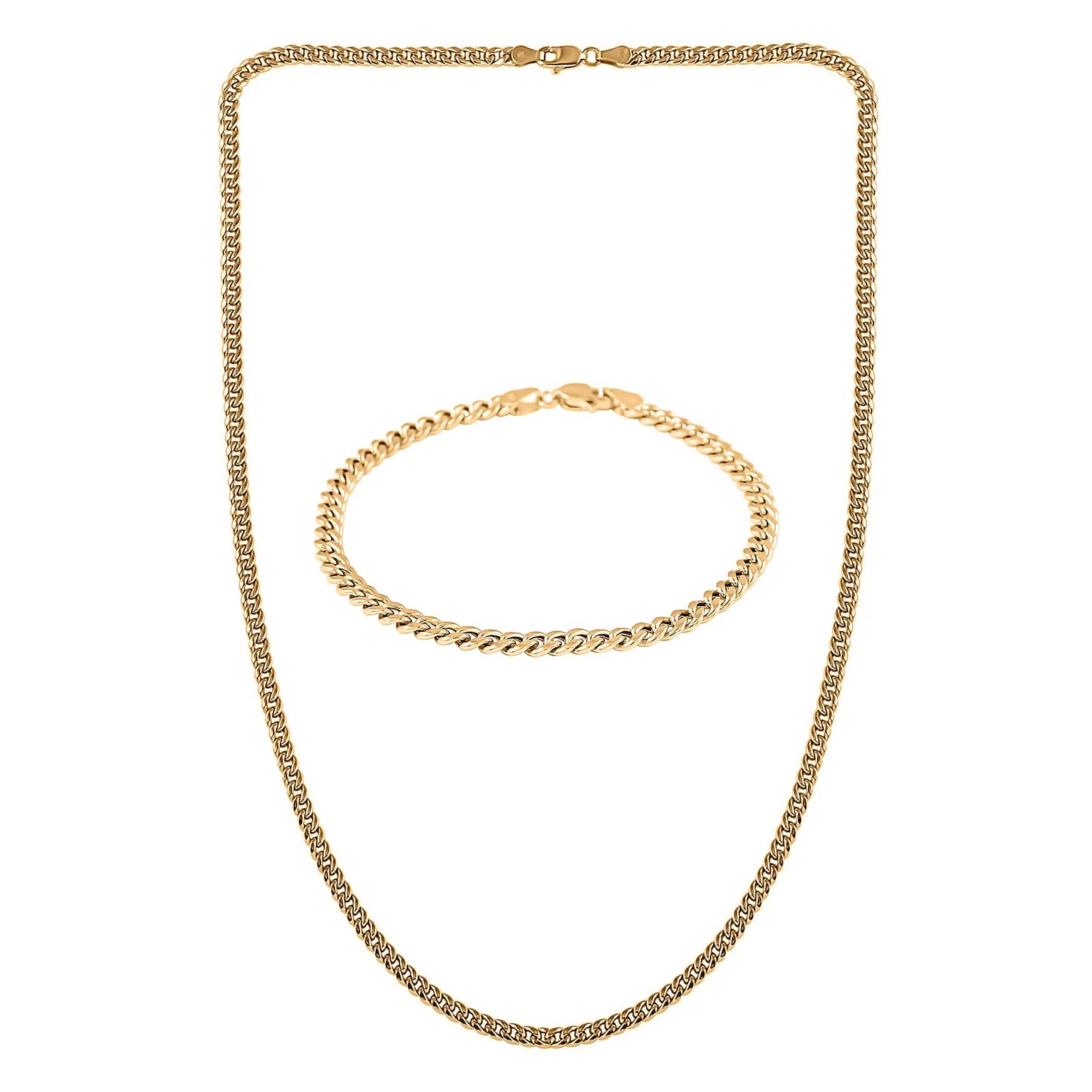 10K Yellow Gold 3.75 mm Miami Cuban Chain Bracelet (8.0In) and Necklace 20 Inches 9.50 Grams