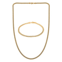 10K Yellow Gold 3.75 mm Miami Cuban Chain Bracelet (8.0In) and Necklace 20 Inches 9.50 Grams