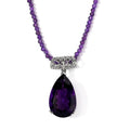 Amethyst Solitaire Pendant with Beaded Necklace 20 Inches in Platinum Over Sterling Silver 9.20 Grams 107.25 ctw - Sticky add to cart bar