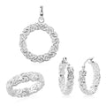 TLV Bali Legacy Sterling Silver Byzantine Hoop Earrings, Ring (Size 5) and Pendant (15.40 g) - Sticky add to cart bar
