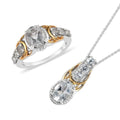 Brazilian Goshenite Ring and Pendant Necklace 20 Inches in Vermeil YG and Platinum Over Sterling Silver 7 Grams 3.00 ctw - Sticky add to cart bar