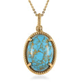 Blue Mojave Turquoise Oval Shape Pendant Necklace 20 Inches in Vermeil YG Over Sterling Silver 9.40 ctw - Sticky add to cart bar