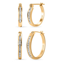 Set of 2 Diamond Earrings in 14K YG Over Sterling Silver 0.25 ctw