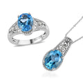 Marambaia Topaz, White Zircon Ring (Size 10.0) and Pendant Necklace (20 Inches) in Platinum Over Sterling Silver 4.25 ctw - Sticky add to cart bar