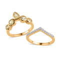 Natural Chrysoberyl and Moissanite Set of 2 Ring in Vermeil Yellow Gold Sterling Silver 1.15 ctw - Sticky add to cart bar
