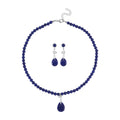 Lapis Lazuli Necklace 18-20 Inches and Earrings in Silvertone 202.00 ctw - Sticky add to cart bar
