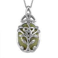 Connemara Marble Trinity Knot Pendant Necklace 20 Inches in Platinum Over Sterling Silver 11.90 ctw