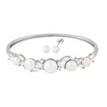 White Freshwater Pearl Bangle Bracelet (7 in) and Earrings in Silvertone & Stainless Steel 2.00 ctw - Sticky add to cart bar