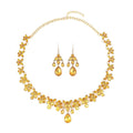 Champagne Color Austrian Crystal Dangle Earrings and Necklace 20-22 Inches in Goldtone - Sticky add to cart bar