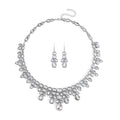 TLV Austrian Crystal Necklace (20-23 Inches) and Dangle Earrings in Silvertone - Sticky add to cart bar