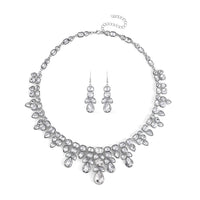 TLV Austrian Crystal Necklace (20-23 Inches) and Dangle Earrings in Silvertone