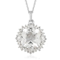 White Topaz Ballerina Halo Pendant Necklace 20 Inches in Platinum Over Sterling Silver 9.50 ctw - Sticky add to cart bar