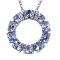 Tanzanite Circle Pendant Necklace 20 Inches in Platinum Over Sterling Silver 1.65 ctw - Sticky add to cart bar