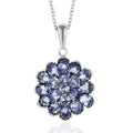 Tanzanite Cluster Pendant Necklace 20 Inches in Platinum Over Sterling Silver 3.25 ctw - Sticky add to cart bar