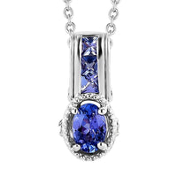 Tanzanite and White Topaz Pendant Necklace 20 Inches in Platinum Over Sterling Silver 0.90 ctw