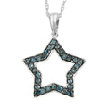Blue Diamond Star Pendant Necklace 18 Inches in Platinum Over Sterling Silver 0.40 ctw - Sticky add to cart bar