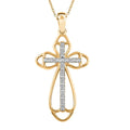 Diamond Cross Pendant Necklace, Vermeil YG Over Sterling Silver Pendant Necklace, Silver Cross Necklace, 18 Inch Pendant Necklace 0.10 ctw (Copy) - Sticky add to cart bar