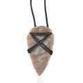 Agate Arrowhead Wrapped Pendant Necklace 30 Inches in Silvertone 14.60 ctw - Sticky add to cart bar