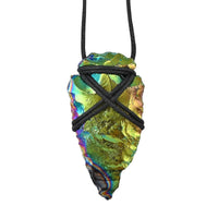 Drusy Rainbow Plated 14.00 ctw Arrowhead Pendant Necklace 30 Inches