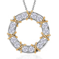 Moissanite Circle Pendant Necklace 20 Inches in Vermeil YG and Platinum Over Sterling Silver 1.40 ctw - Sticky add to cart bar