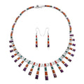 Santa Fe Style Multi Gemstone Tribal Geometry Necklace 18 In and Earrings in Sterling Silver 15.00 ctw - Sticky add to cart bar