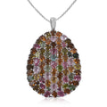 Multi-Tourmaline Cluster Pendant Necklace 18 Inches in Platinum Over Sterling Silver 11.40 ctw - Sticky add to cart bar
