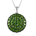 Chrome Diopside Floral Pendant Necklace 20 Inches in Platinum Over Sterling Silver 7.25 ctw - Sticky add to cart bar