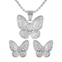 Austrian Crystal Necklace (18 inches) and Earrings in Silvertone 0.90 ctw