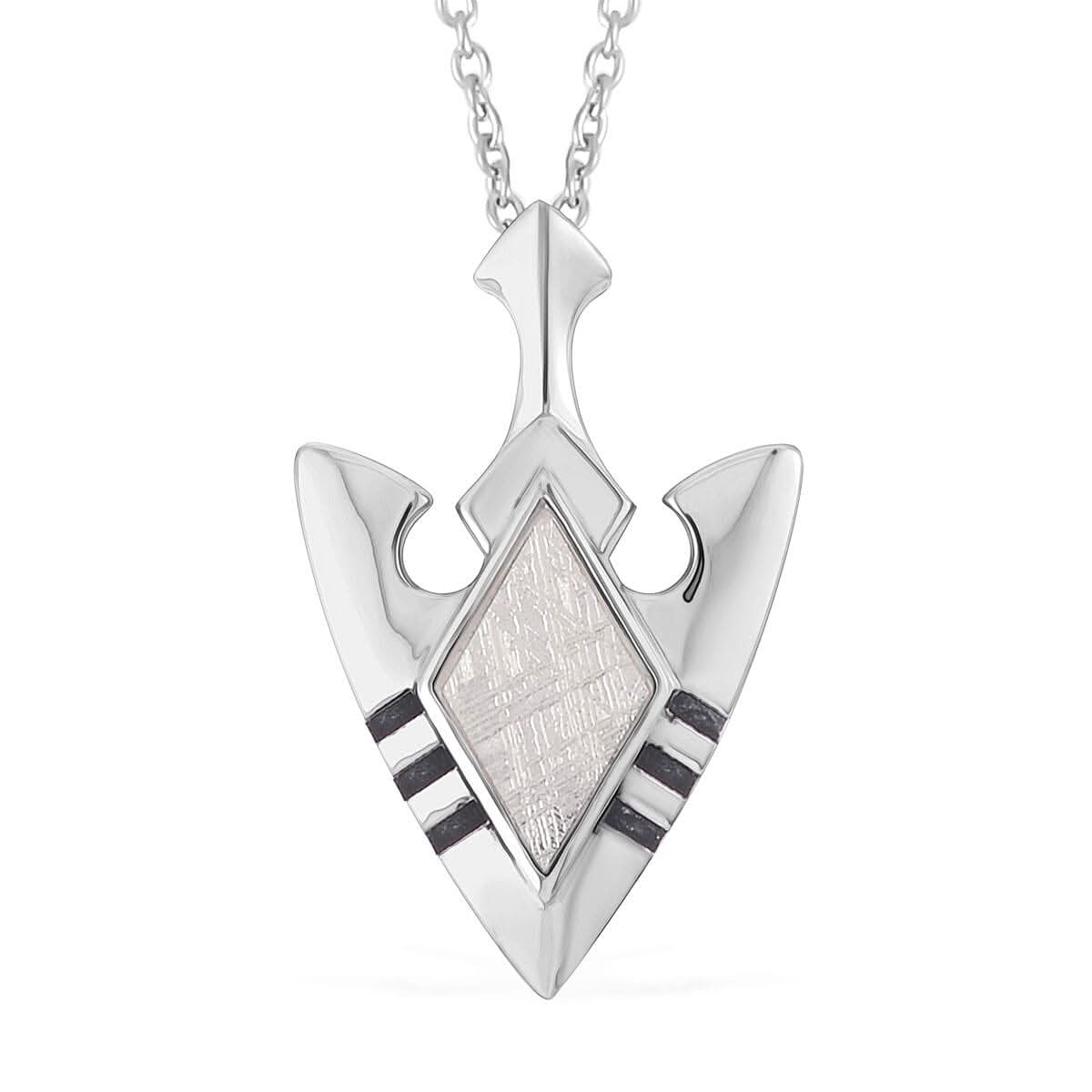 Marvelous Meteorite Anchor Pendant in Sterling Silver with Stainless Steel Necklace 20 Inches