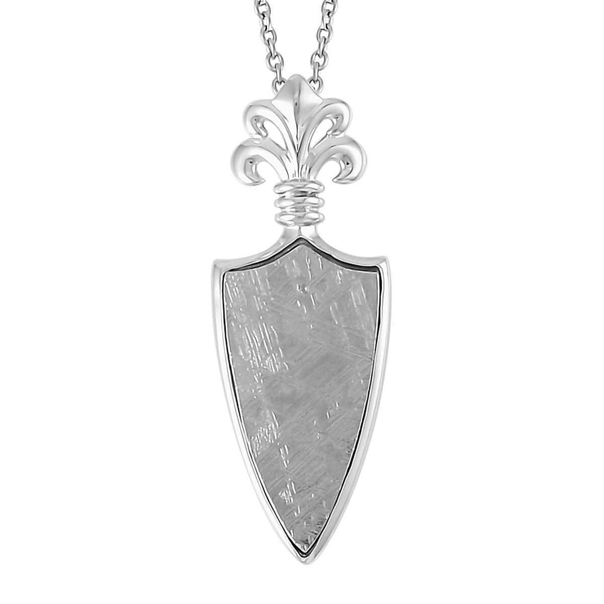 Marvelous Meteorite Arrow Pendant in Sterling Silver with Stainless Steel Necklace 20 Inches