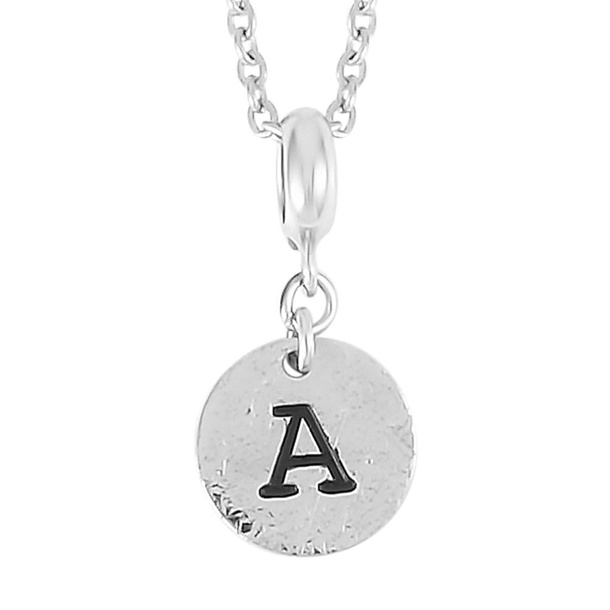 Marvelous Meteorite Initial A Pendant Necklace 20 Inches in Sterling Silver and Stainless Steel