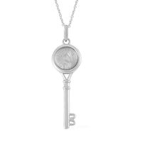 Marvelous Meteorite Key Shape Pendant Necklace 20 Inches in Stainless Steel