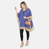 Shop the Look (Blue Kaftan Blouse, Brown Handbag, Necklace, Watch Combo)