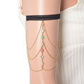 White Glass and Austrian Crystal Enameled Set of 2 Arm Bracelet in Goldtone - Sticky add to cart bar