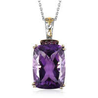 Amethyst and Orissa Rhodolite Garnet Pendant Necklace 20 Inches in Platinum Over Sterling Silver 26.00 ctw
