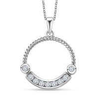Moissantie Circle Pendant Necklace (20 Inches) in Platinum Over Sterling Silver 0.50 ctw