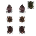Bekily Color Change Garnet Set of 3 Solitaire Stud Earrings in Platinum Over Sterling Silver 2.20 ctw - Sticky add to cart bar