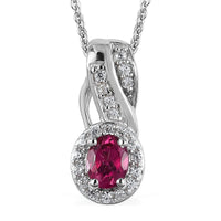 Premium Ouro Fino Rubellite and White Zircon Pendant Necklace 20 Inches 0.50 ctw